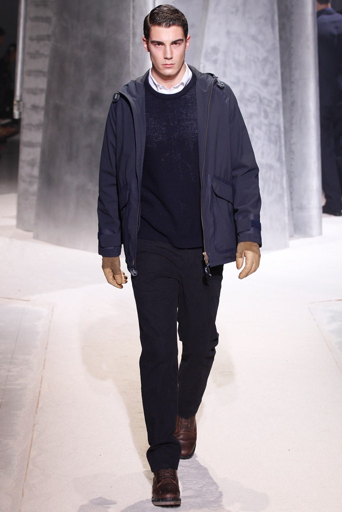 blue jacket with navy sweater