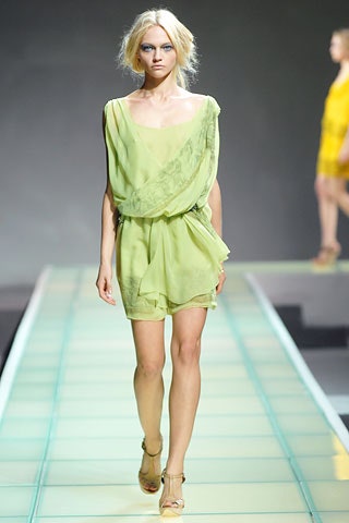 green sheer draped mini dress