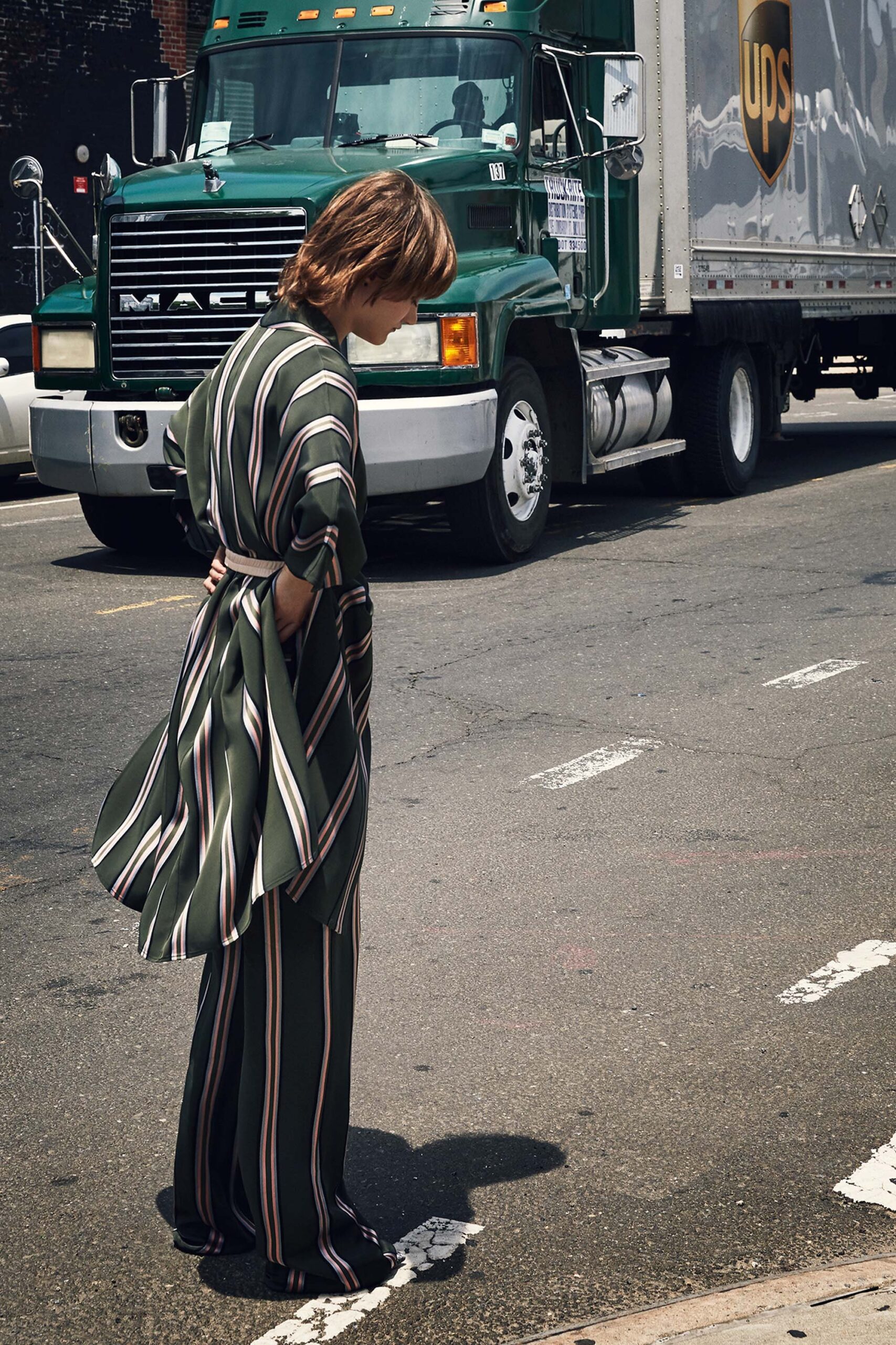 green striped relaxed jumpsuit