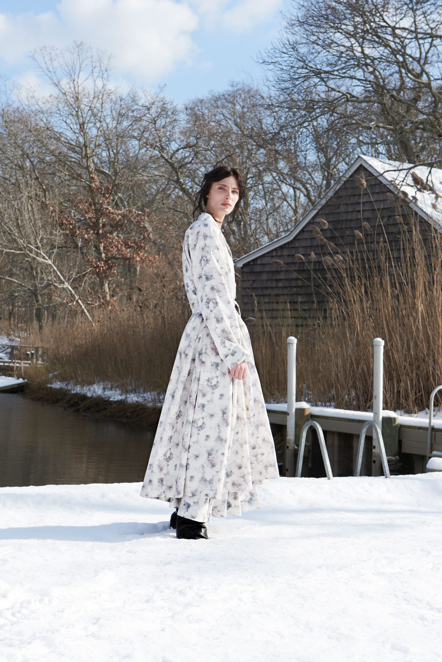 floral maxi dress with long sleeves