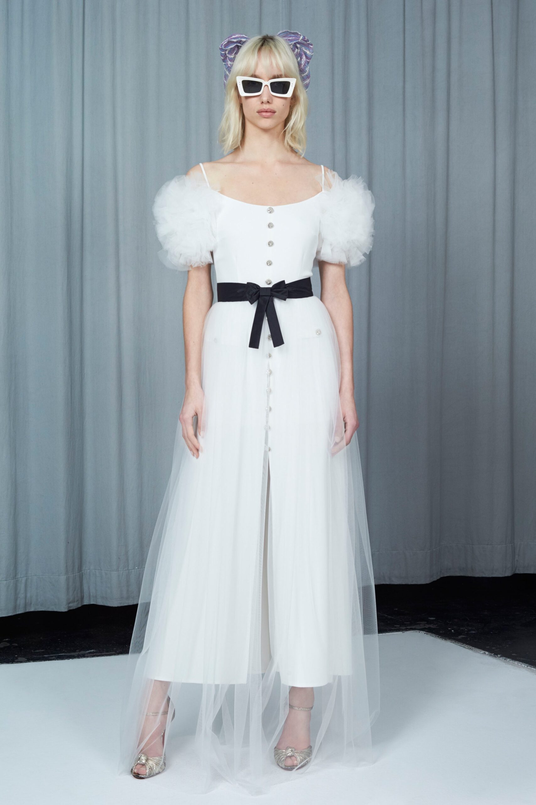white tulle midi dress