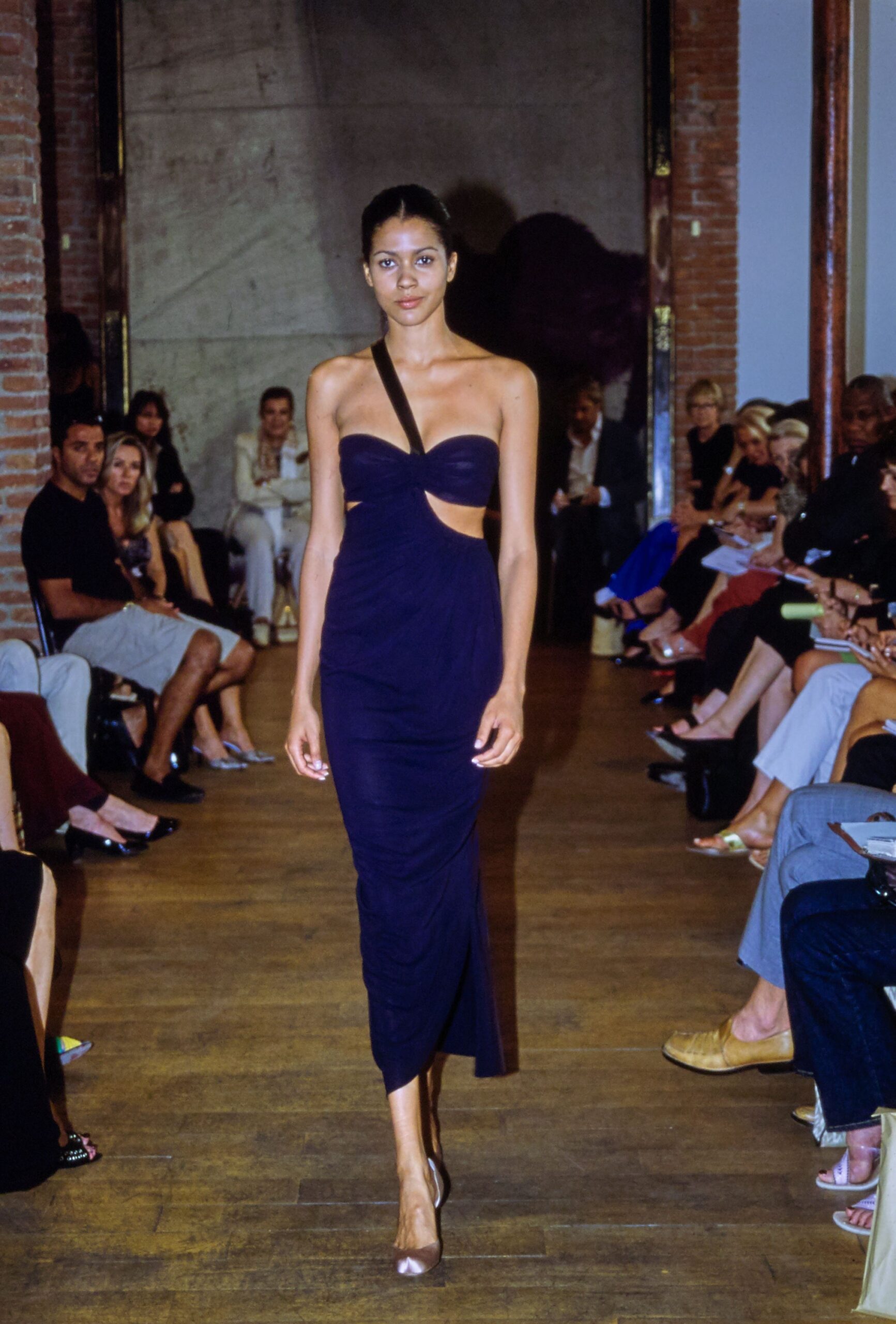 black silk sleeveless dress