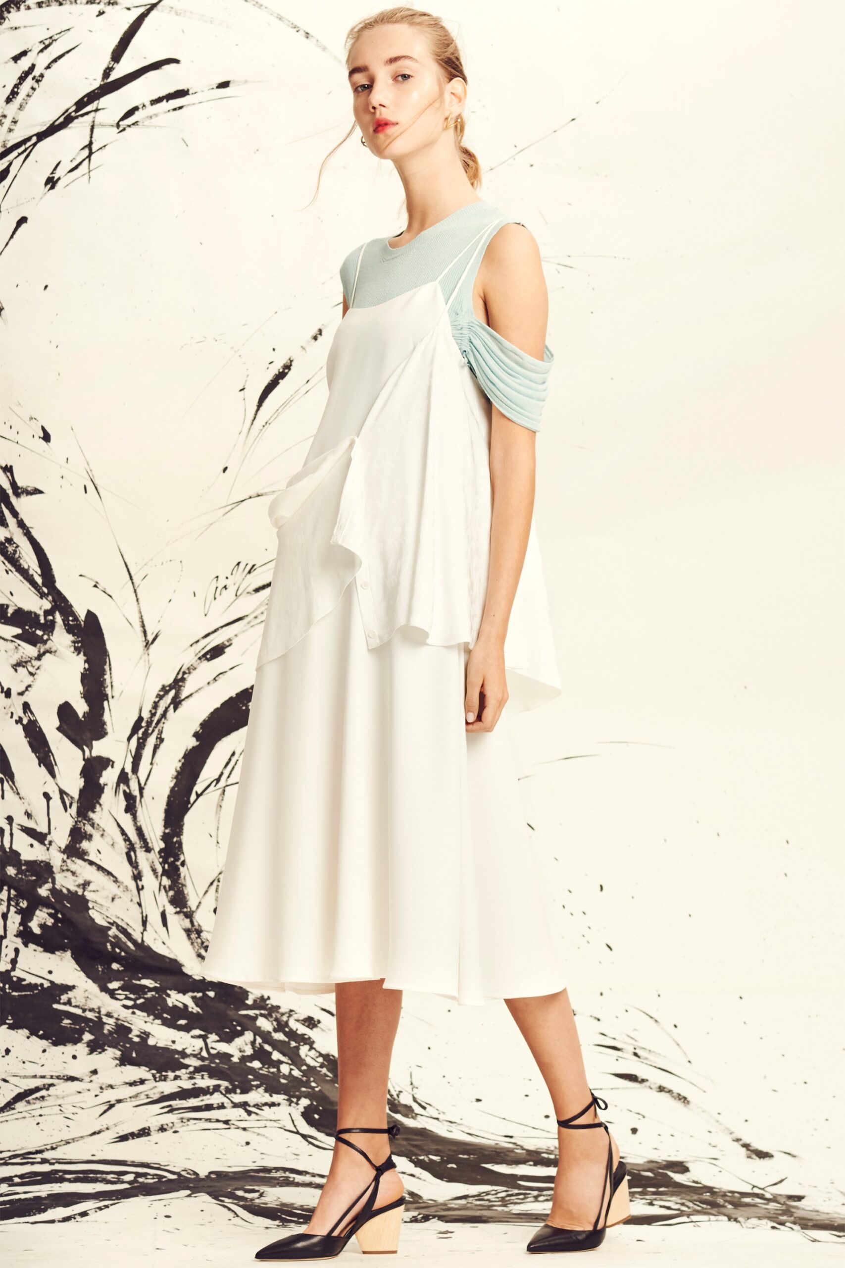 relaxed white midi dress