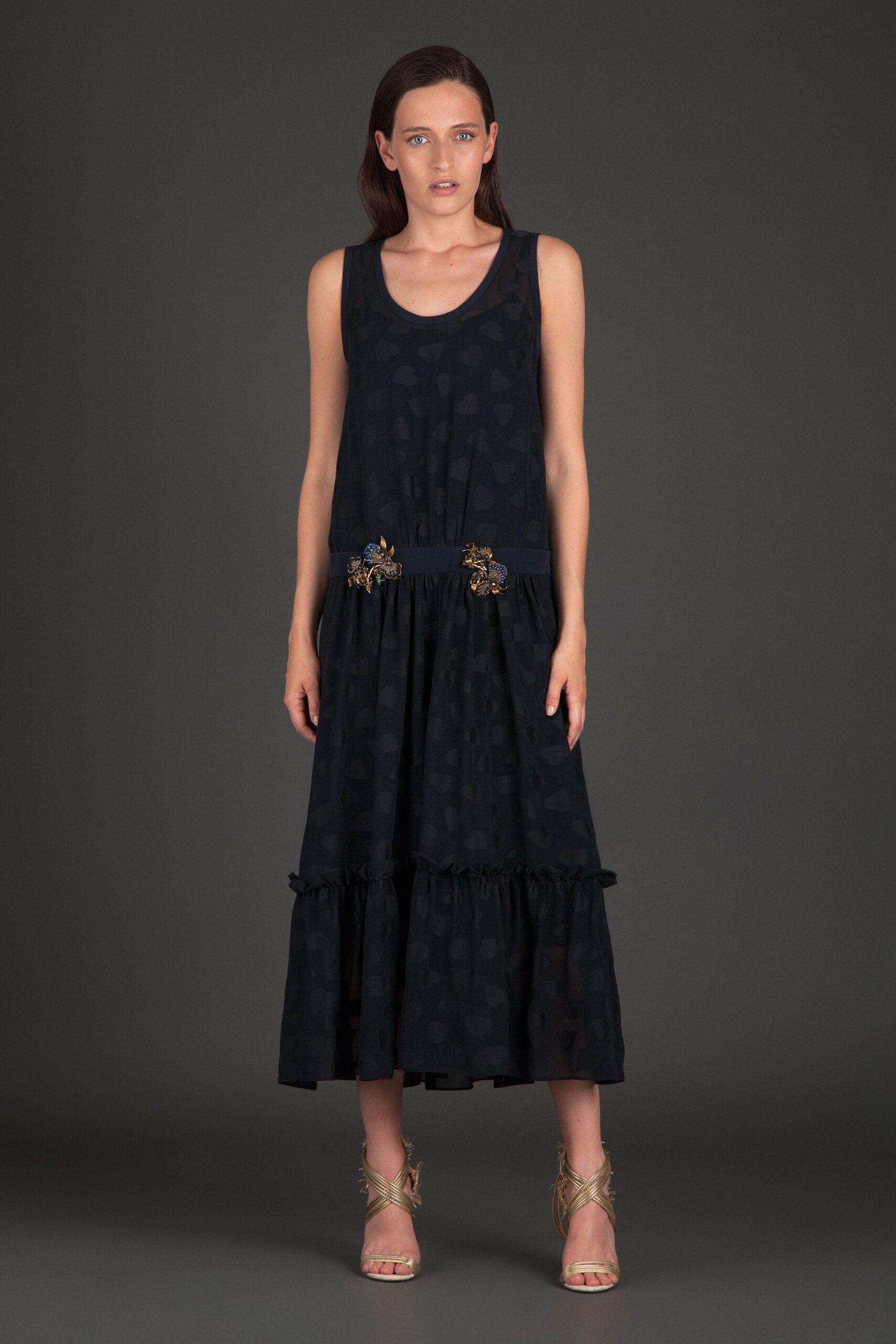 black cotton sleeveless dress