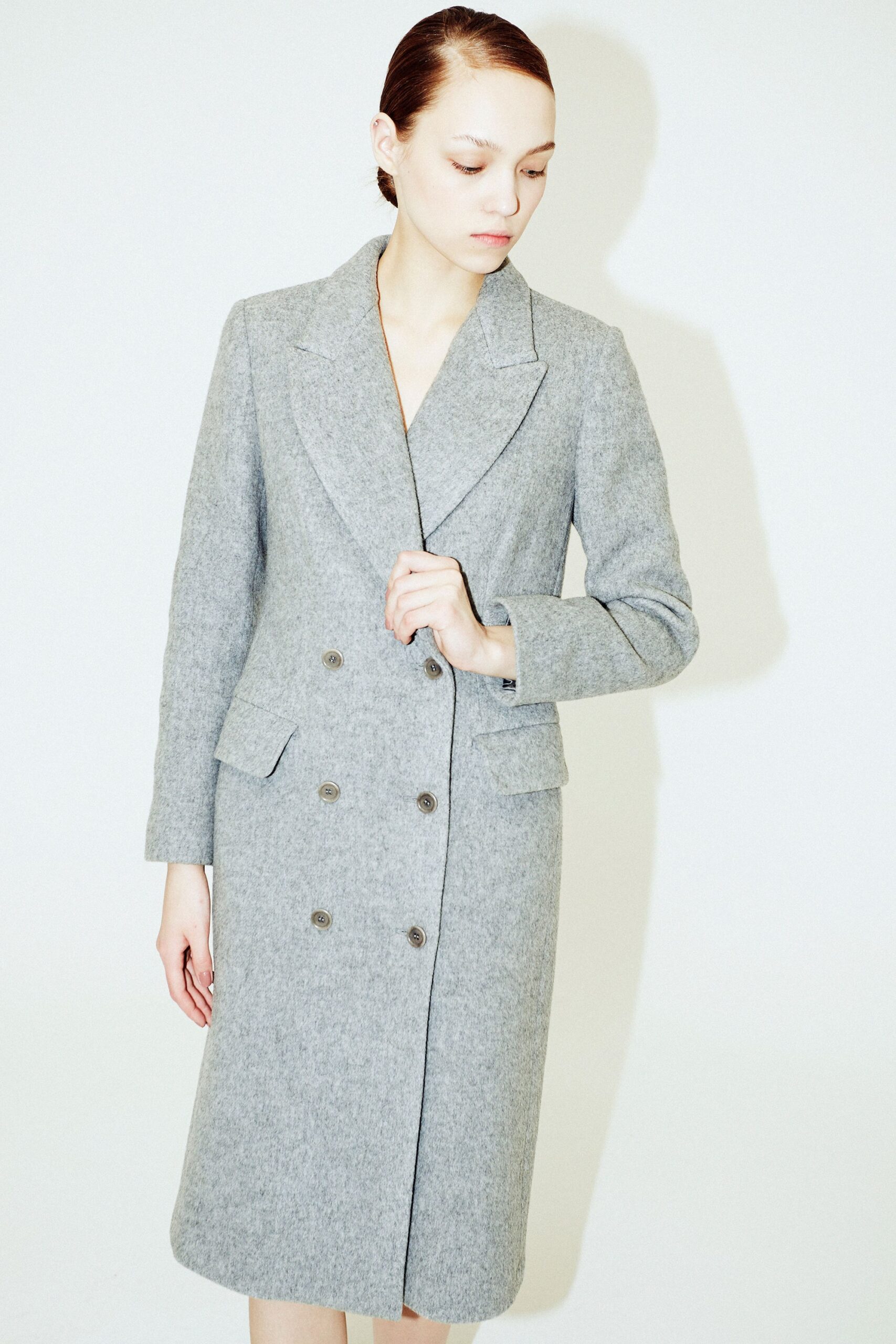 fitted gray wool coat