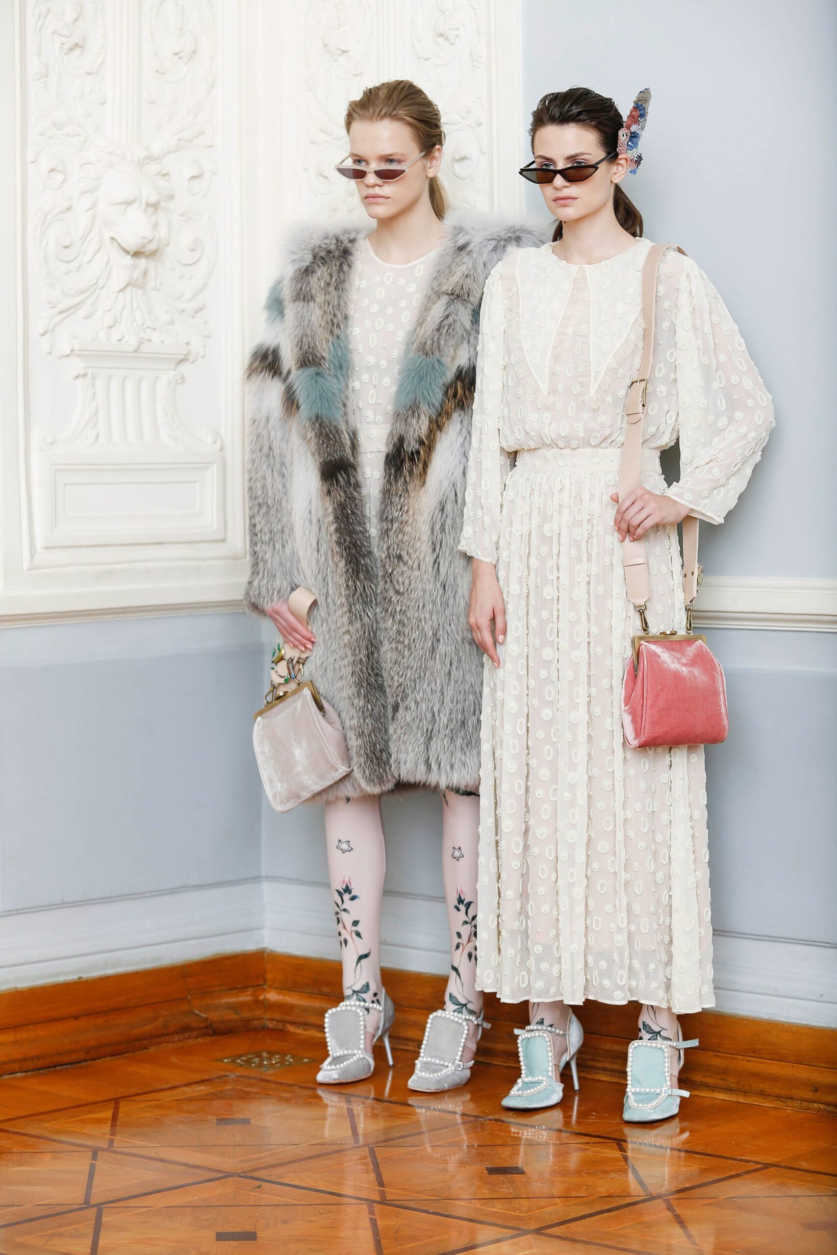 gray fur relaxed layered coat