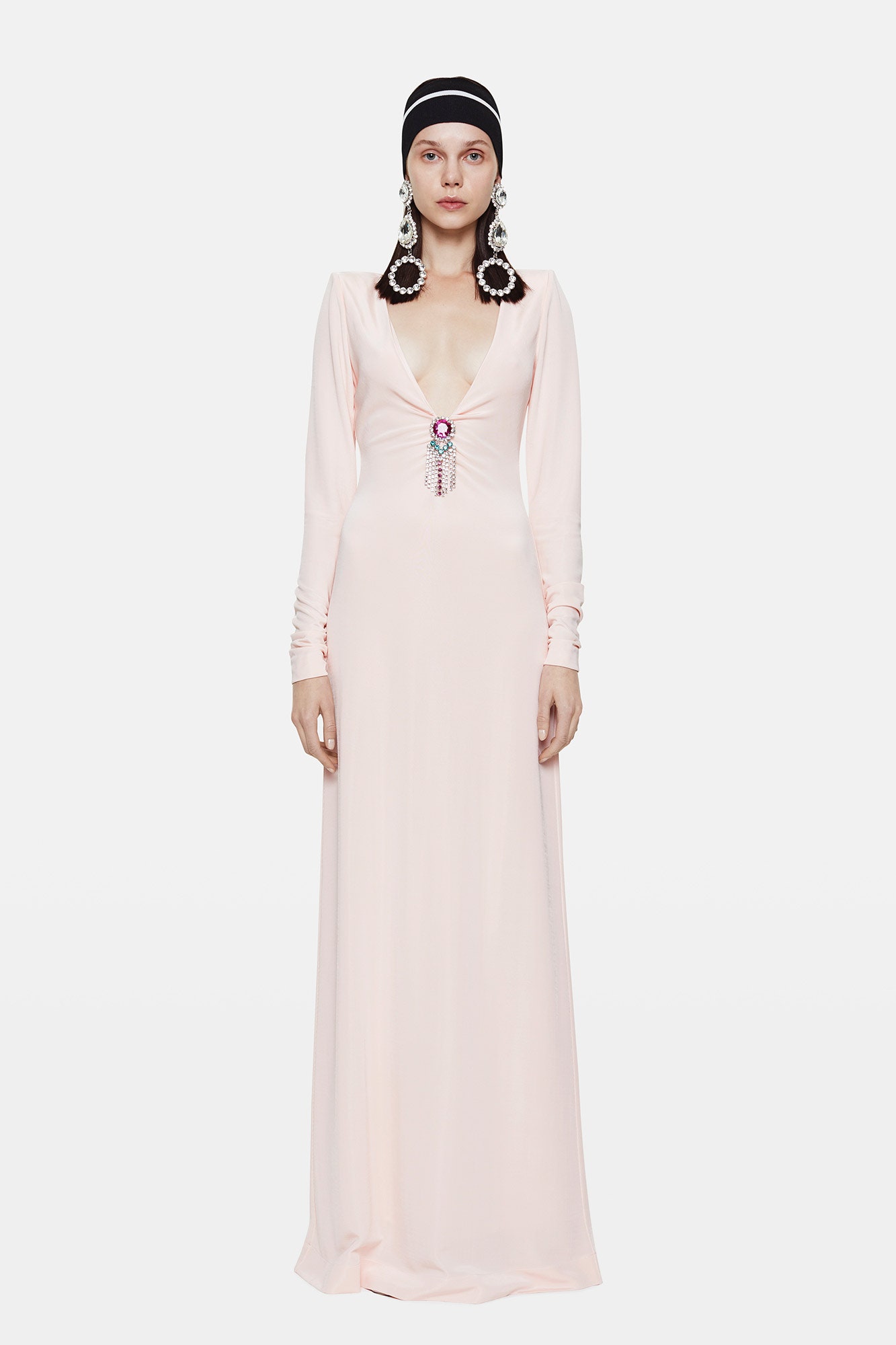 fitted pink jersey gown