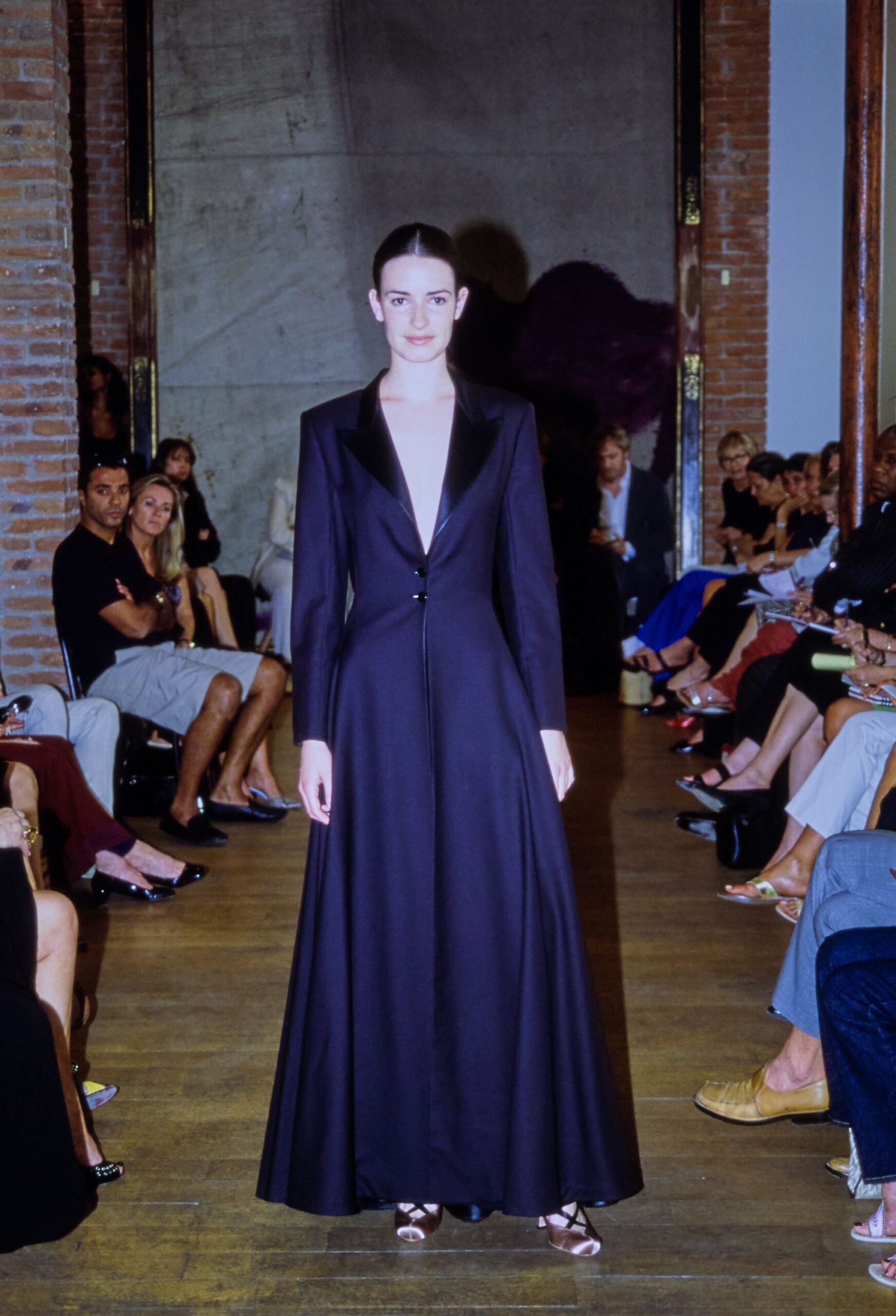 black silk fitted gown