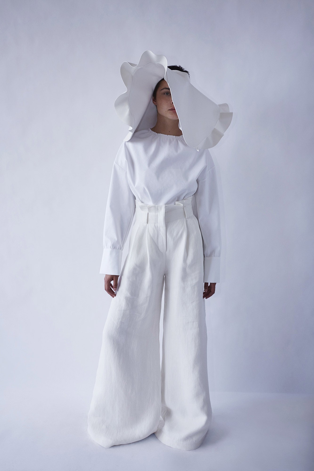 white linen relaxed wide-leg pants