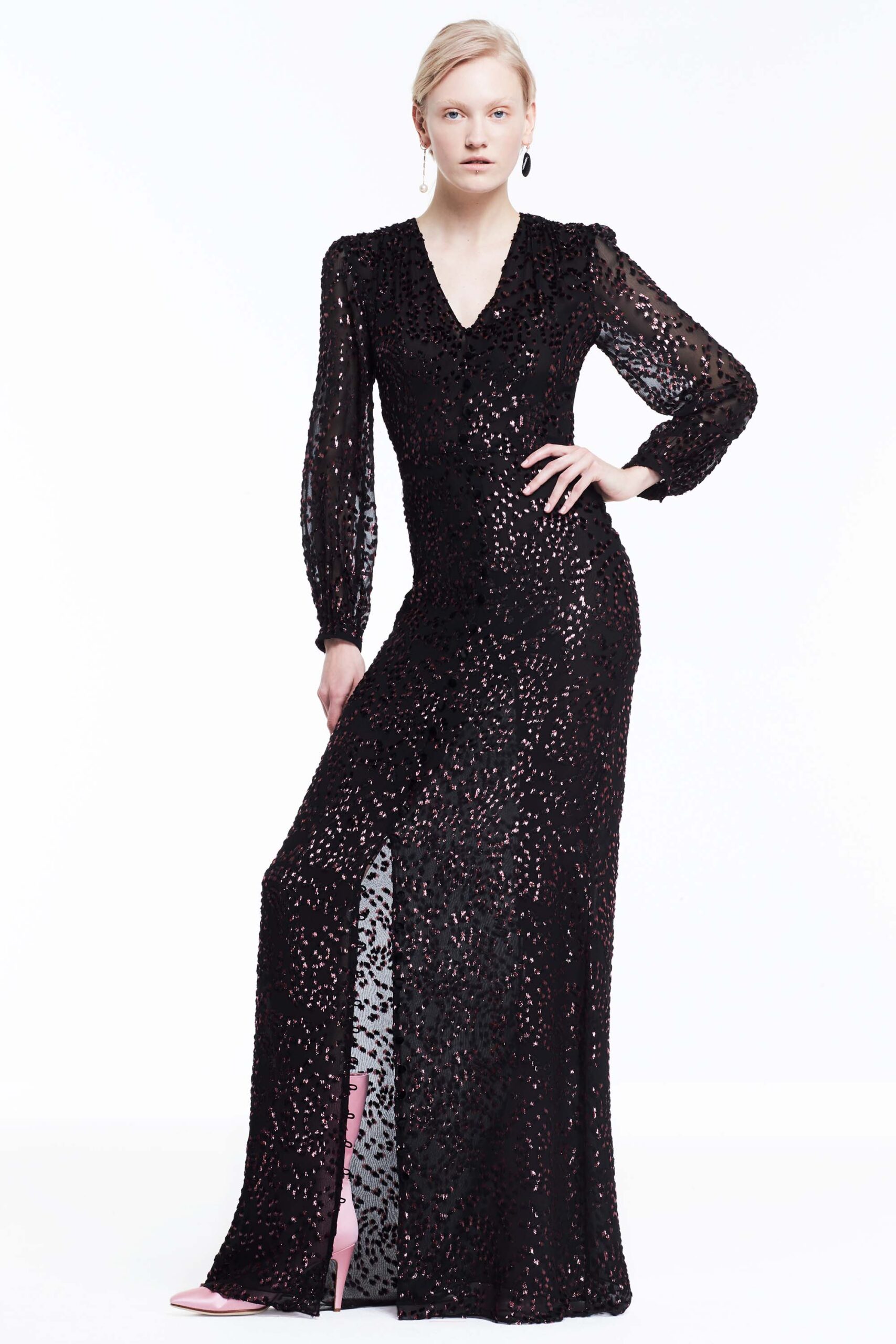 black lace fitted gown