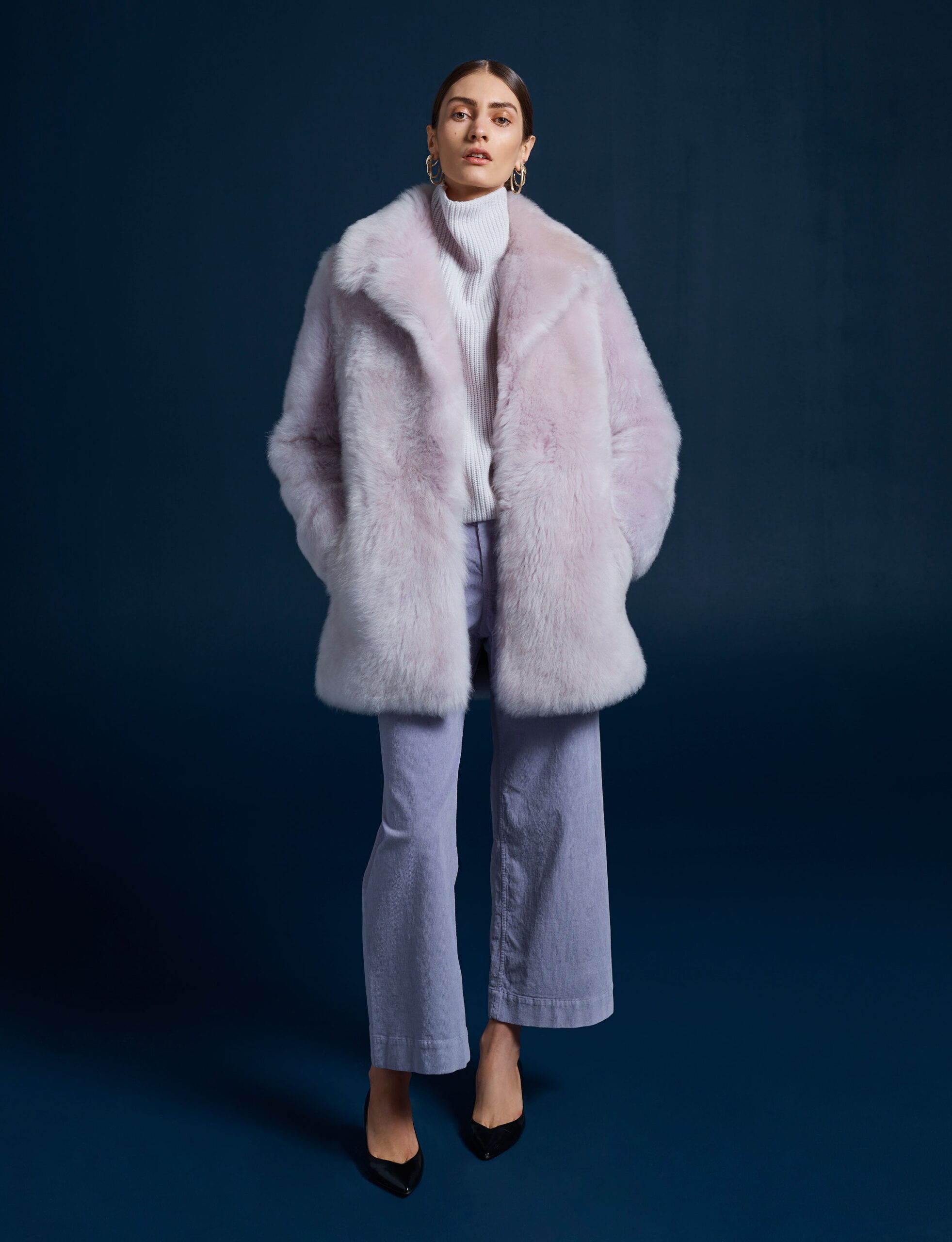 pink faux-fur relaxed coat