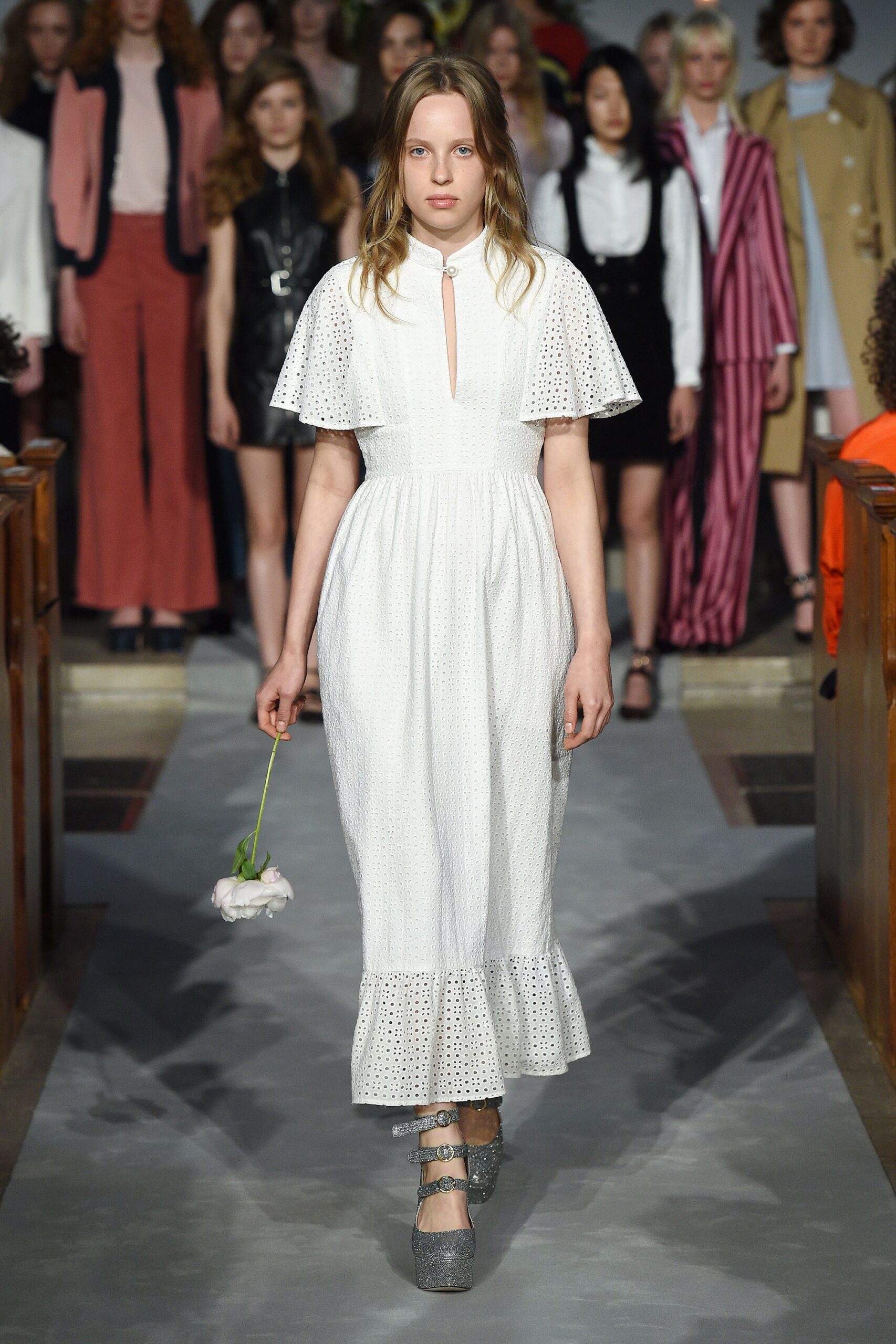 white cotton collared midi dress
