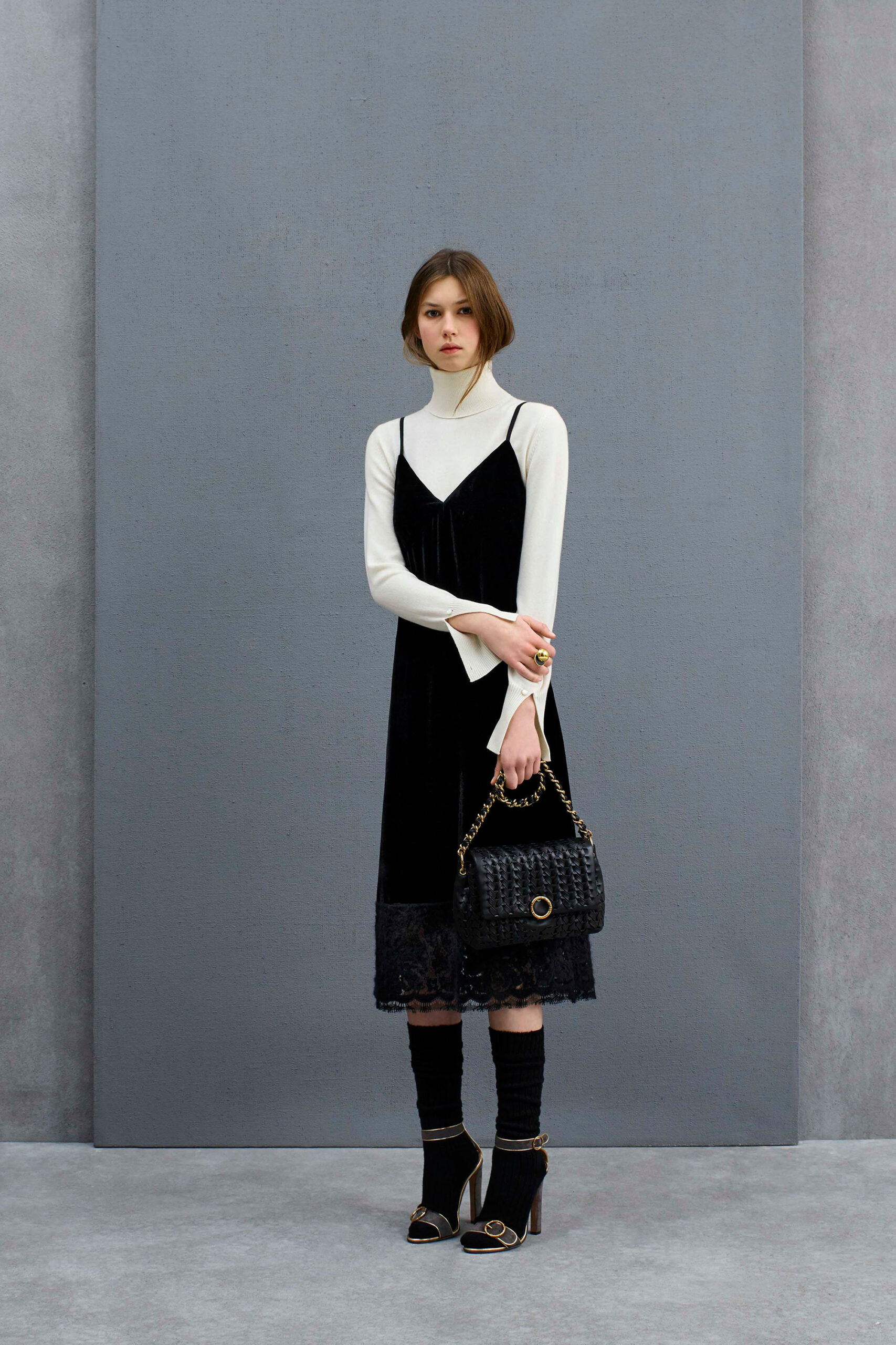 black leather quilted bag