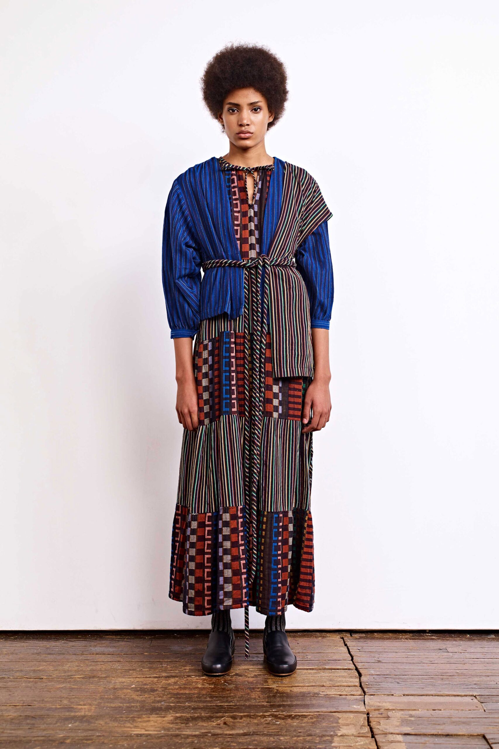 layered maxi dress with jacket