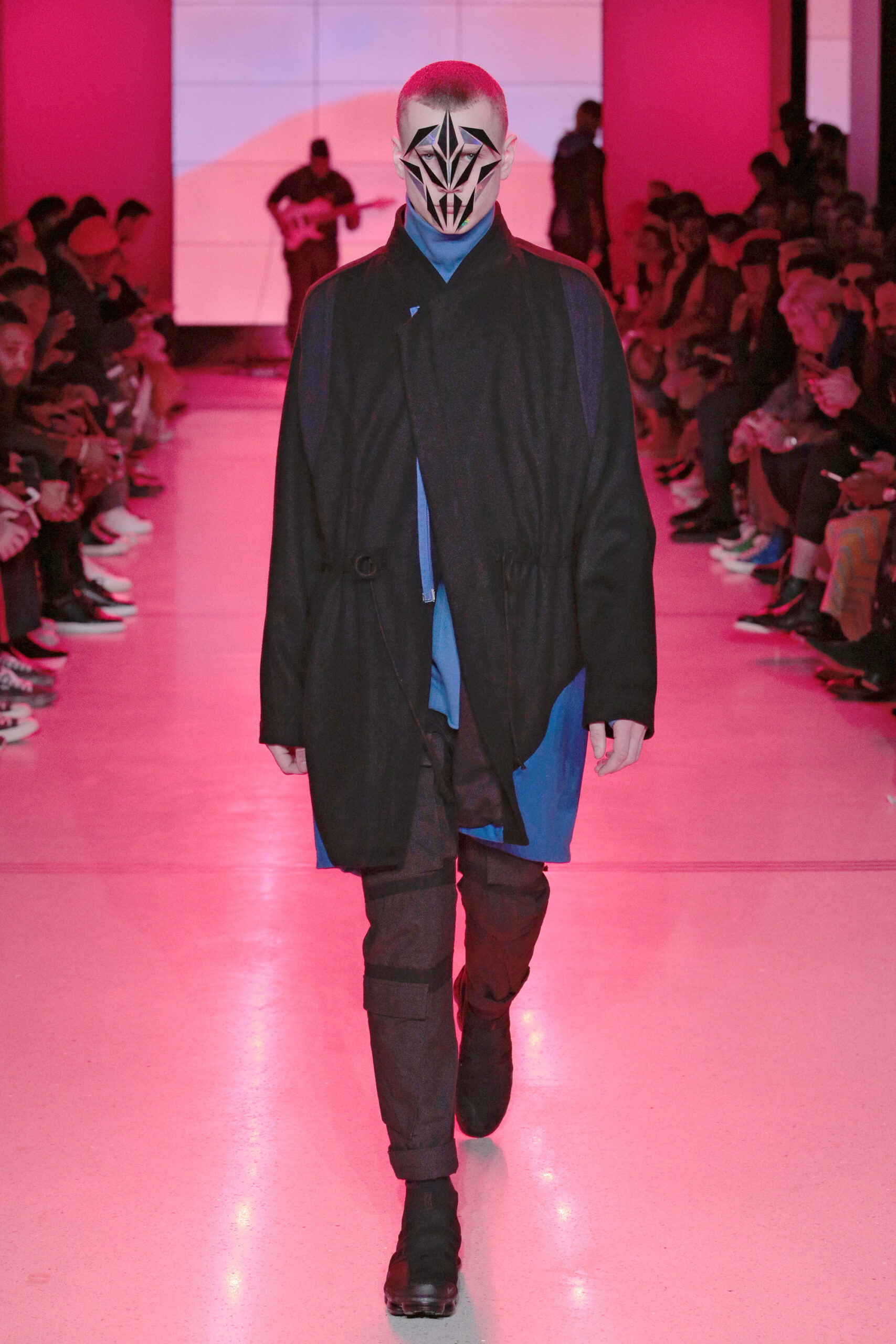 black and blue relaxed coat