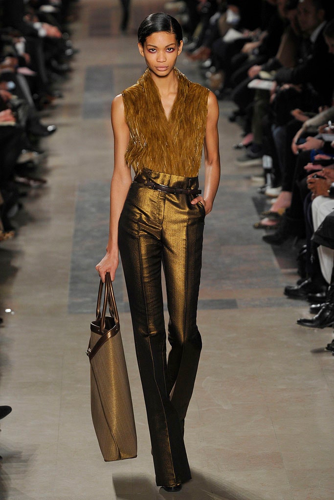 gold silk tailored flared shiny pants