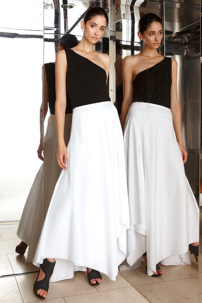 black and white asymmetric dress