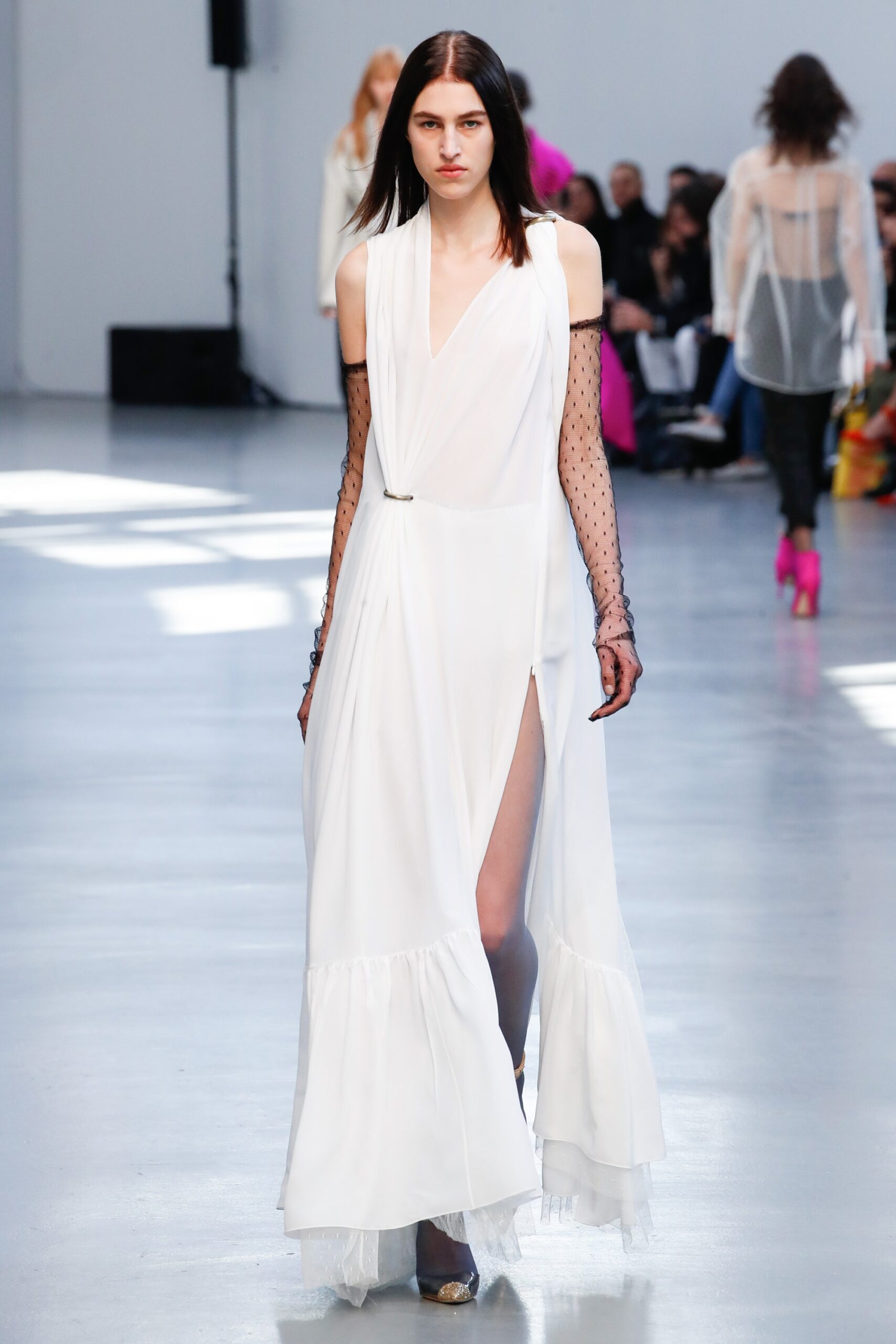 white chiffon sleeveless dress