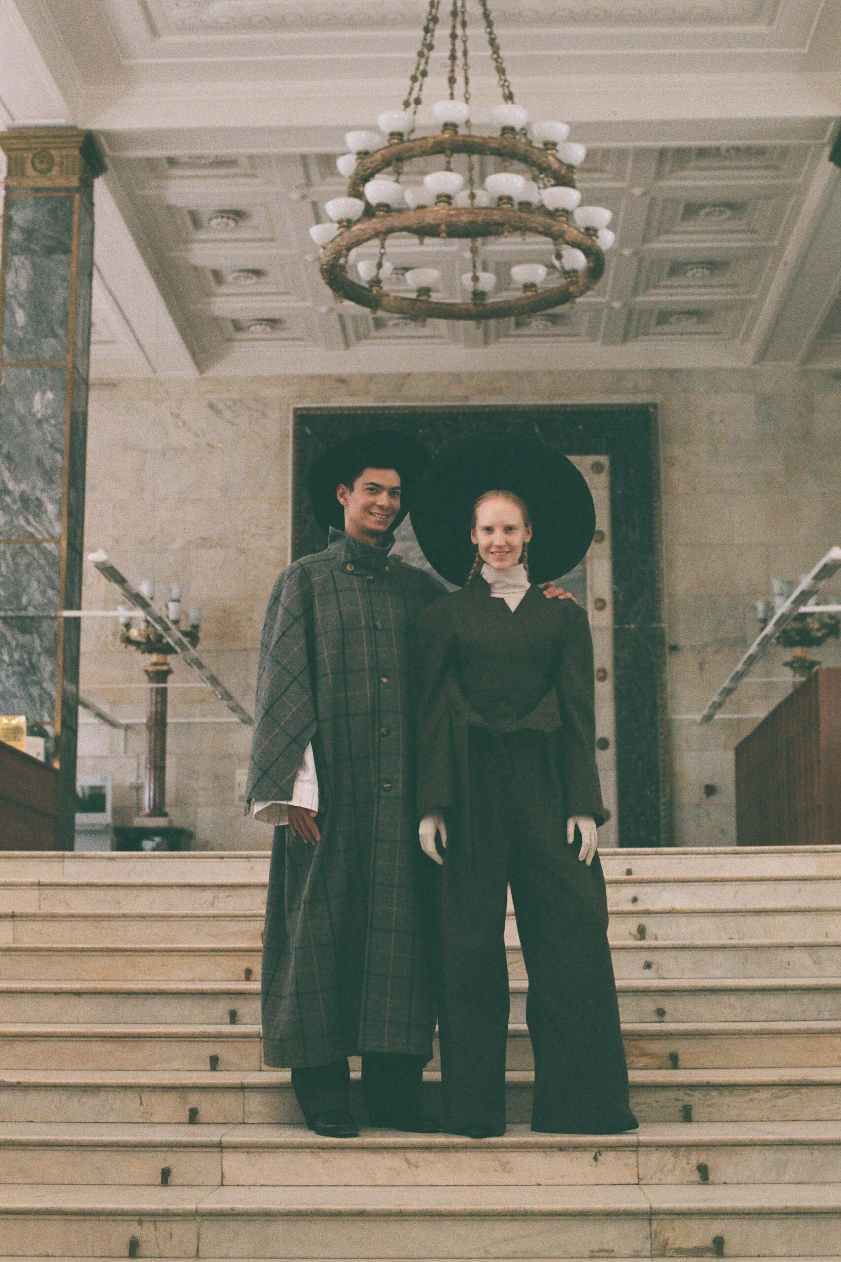 gray wool coat and brown outfit