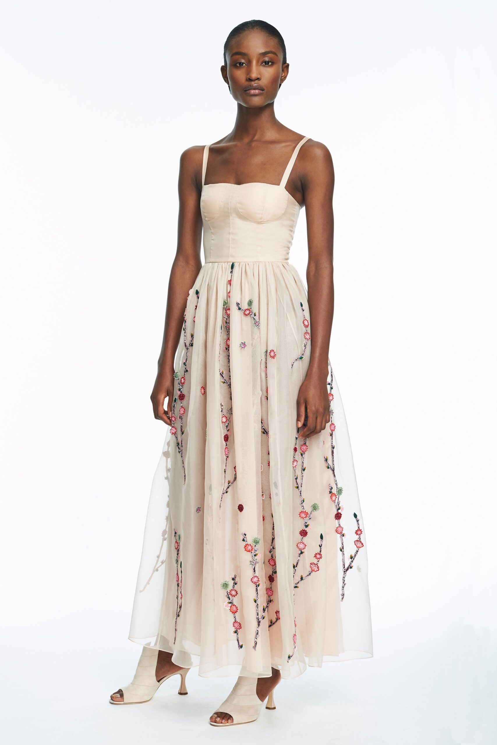 beige embroidered maxi gown