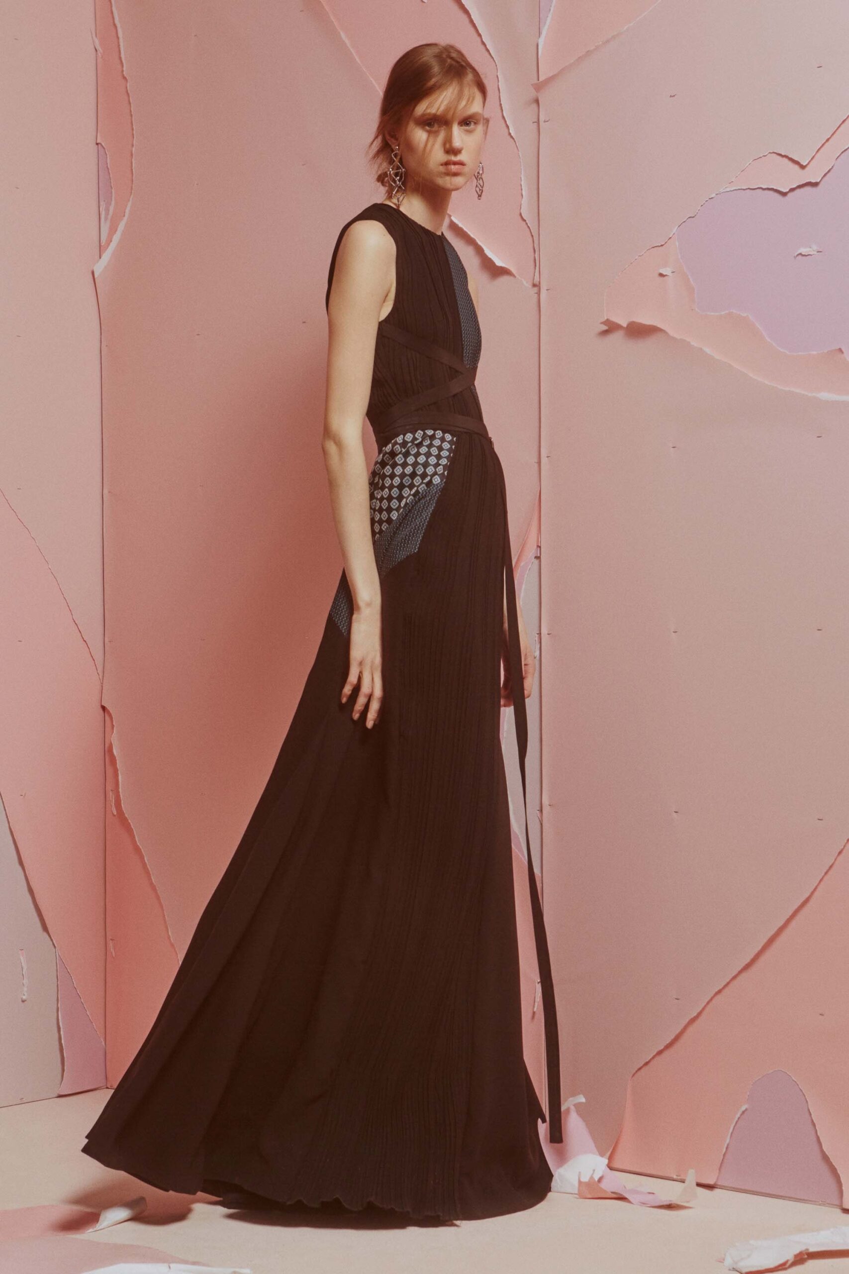 black silk sleeveless dress