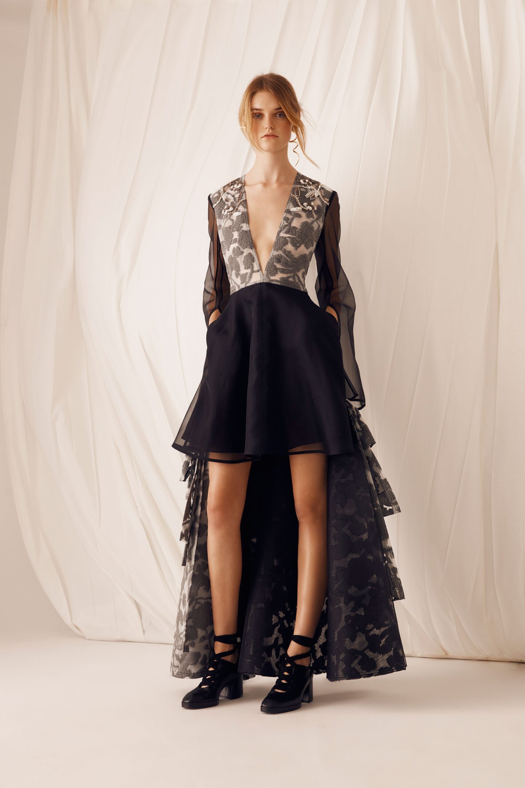 black and gray tiered dress