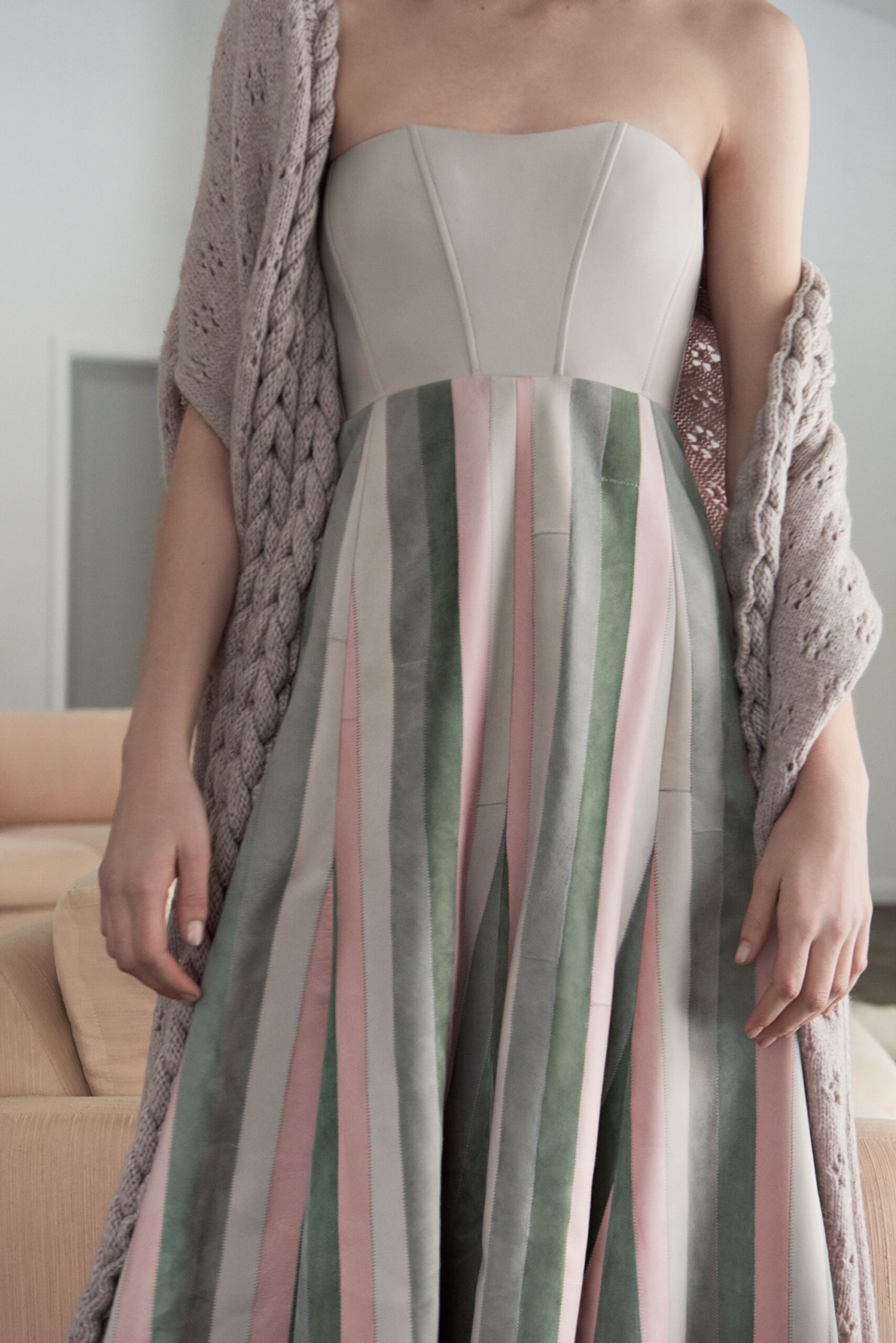 beige wool long-sleeve relaxed cardigan