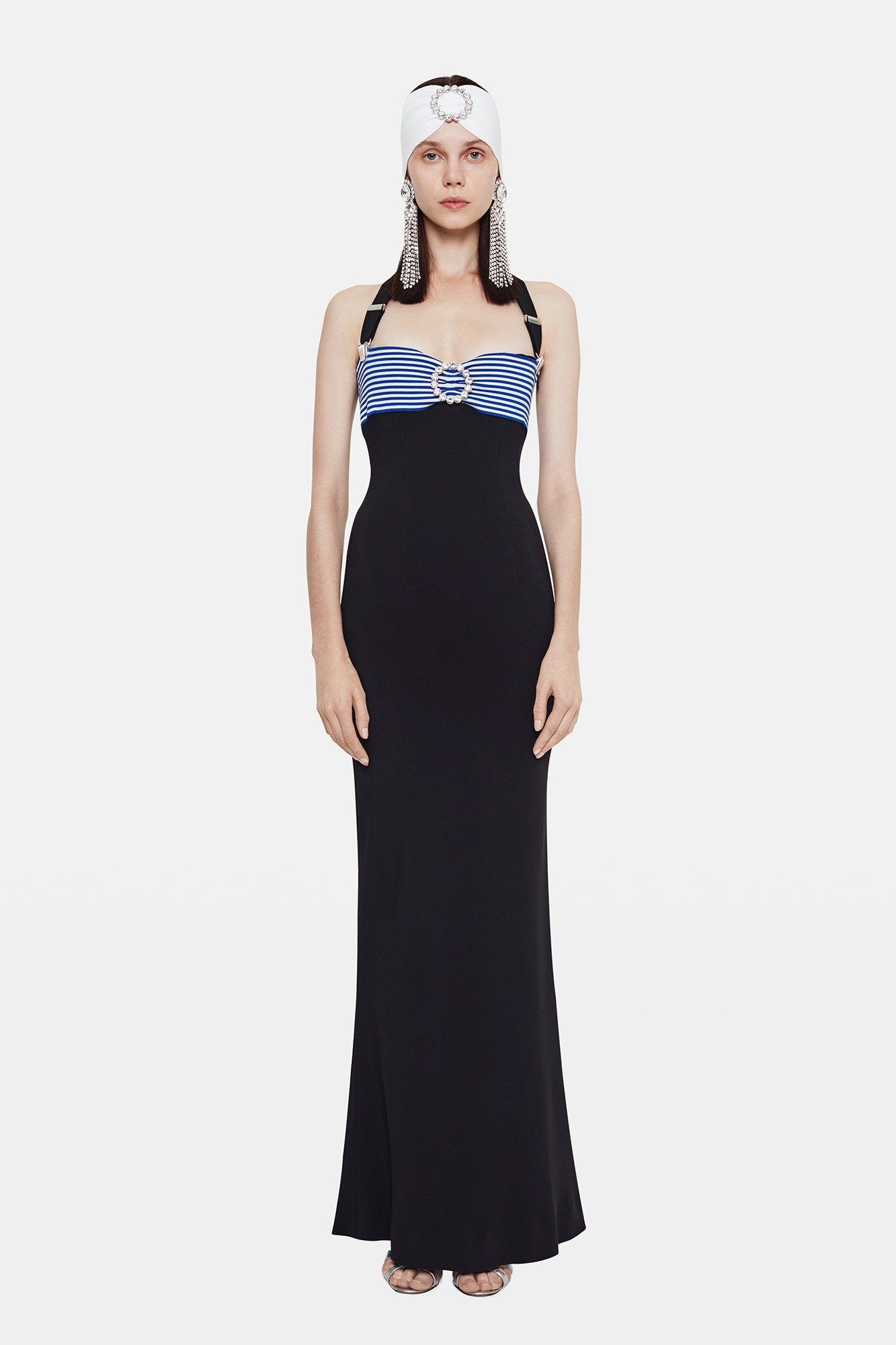 black and white color-blocked dress