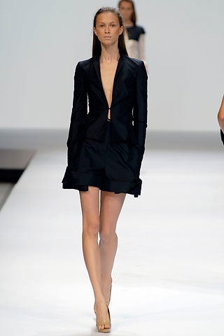 black fitted blazer and mini dress