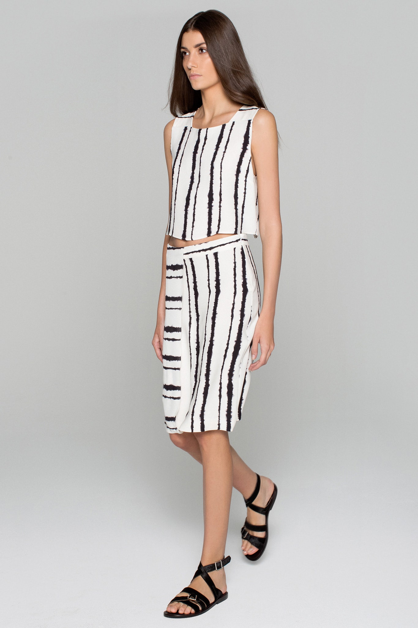 black and white striped outfit