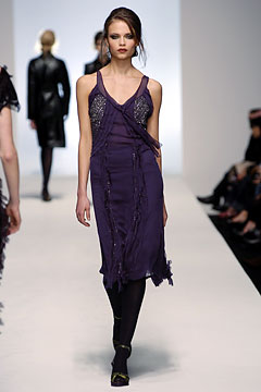 fitted purple silk dress
