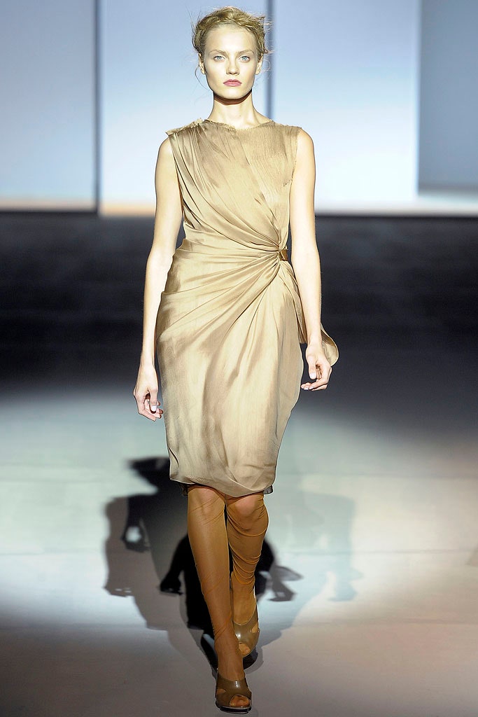 beige silk sleeveless dress