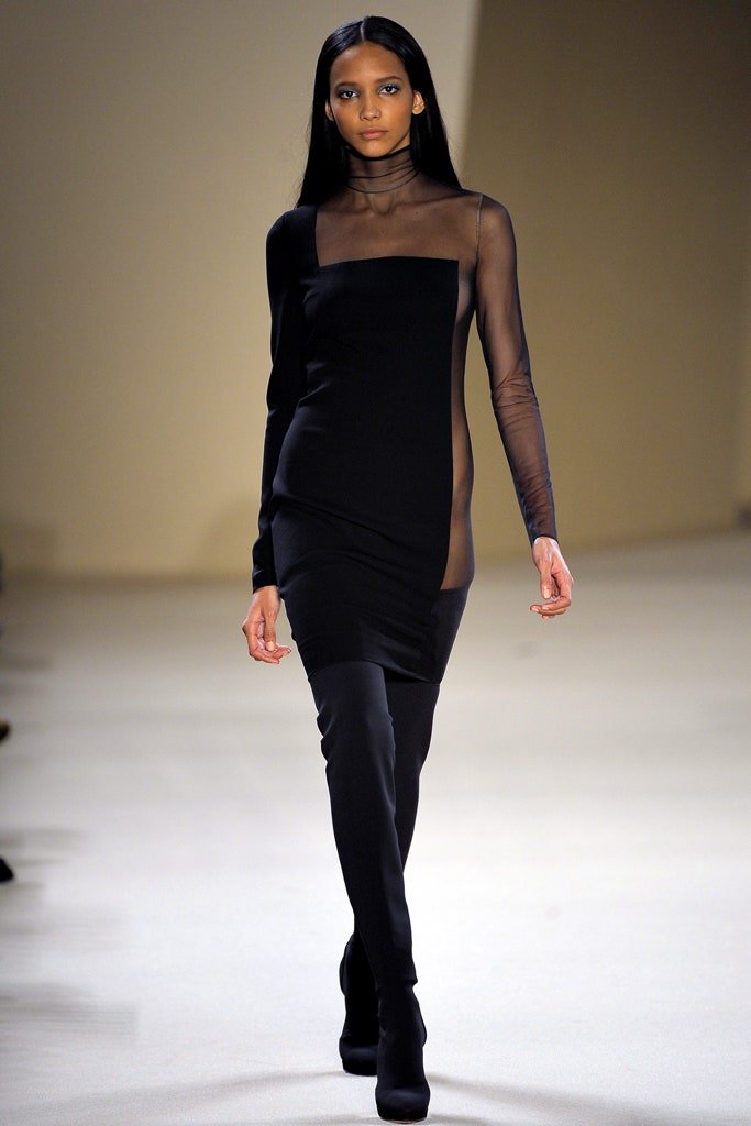 black fitted sheer dress