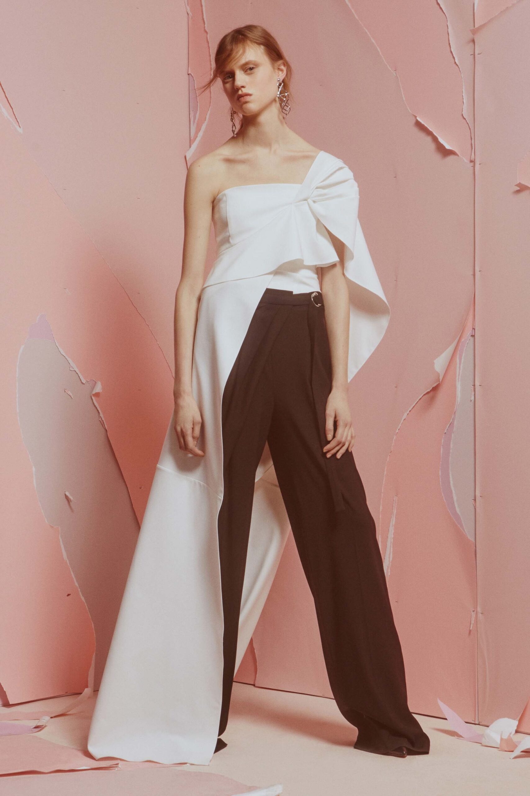 white silk sleeveless asymmetric fitted draped midi dress