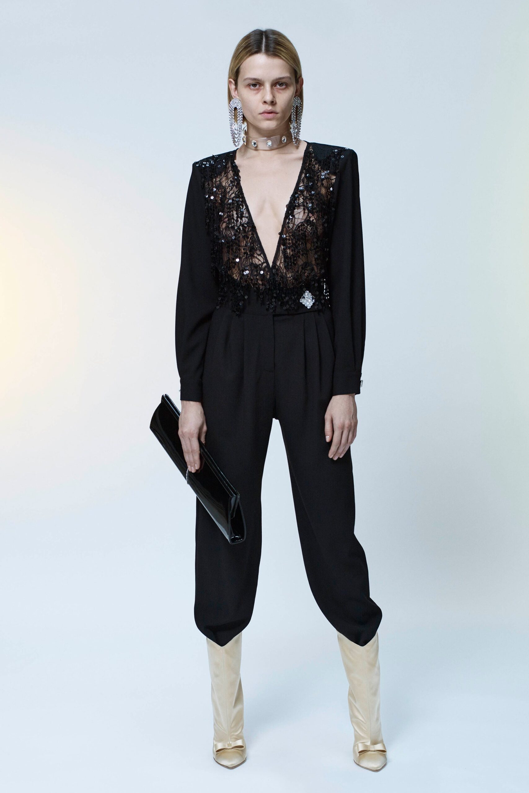 black silk fitted jumpsuit