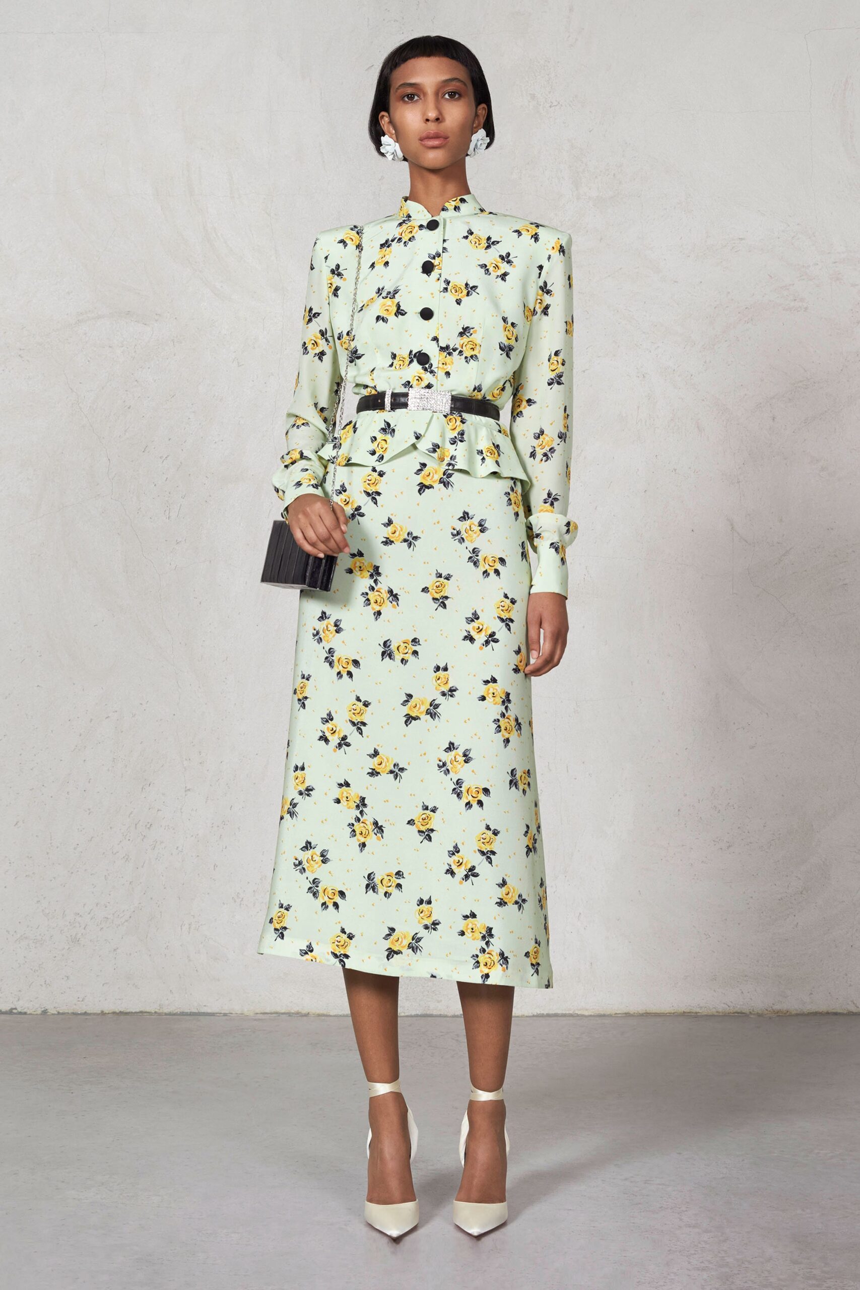 light green floral midi dress
