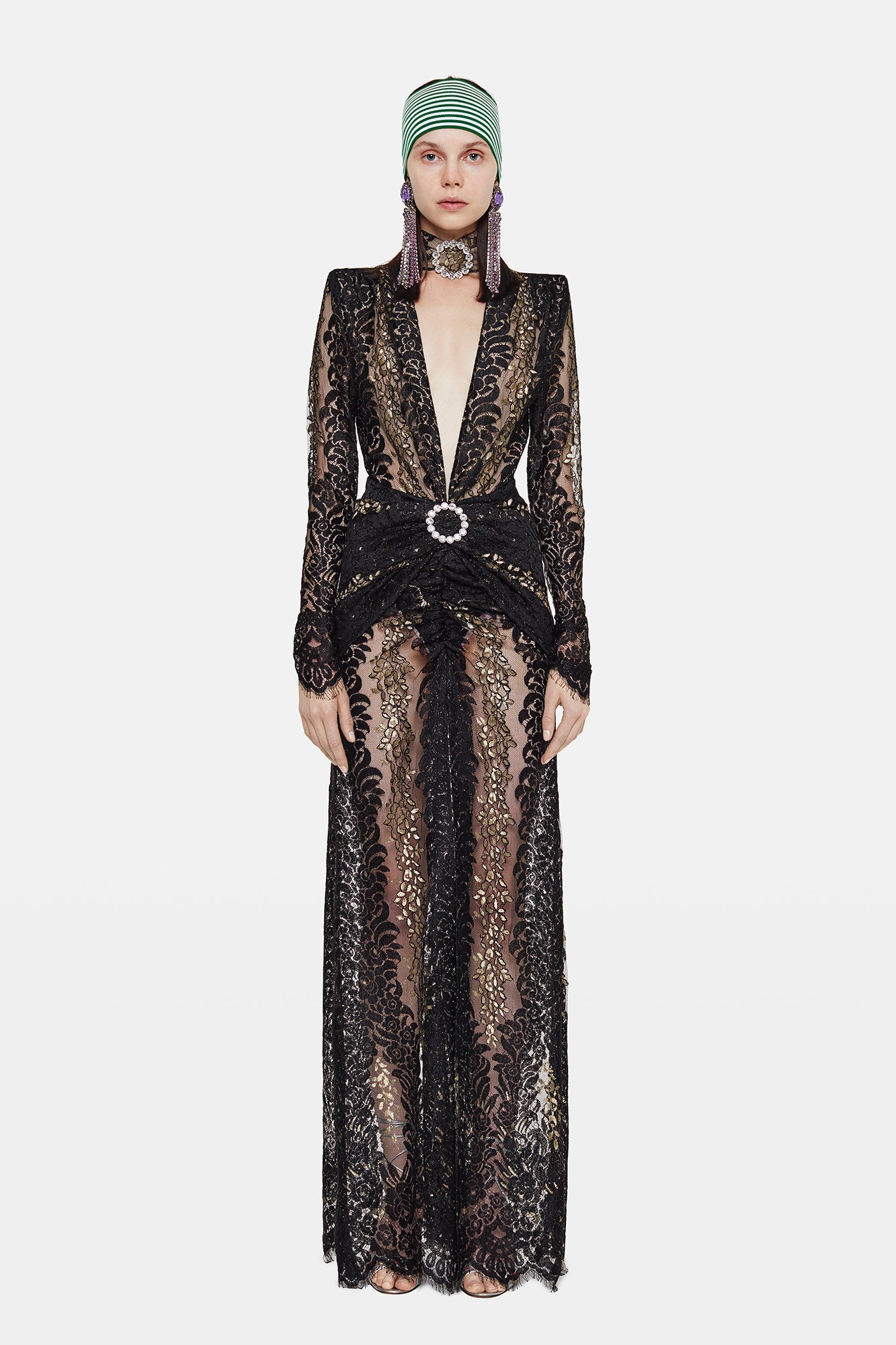 black lace fitted gown