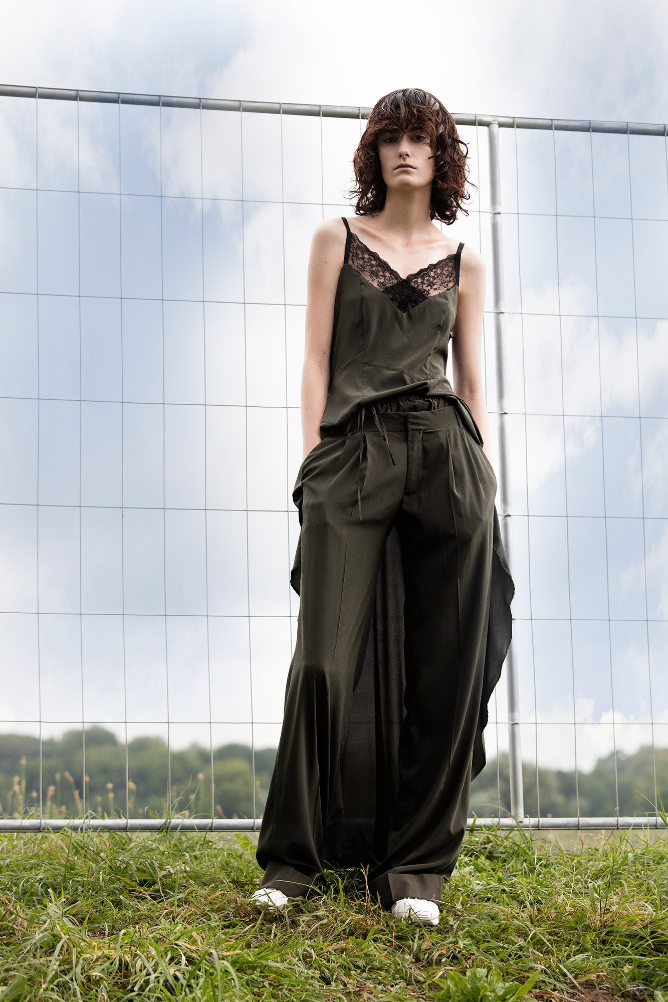 black silk sleeveless v-neck fitted layered top