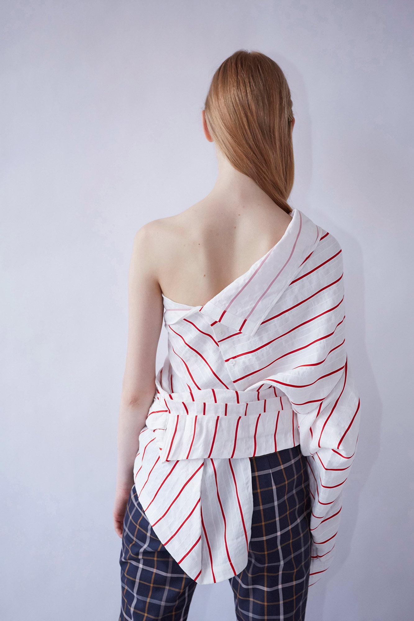 white cotton sleeveless off-shoulder relaxed striped top