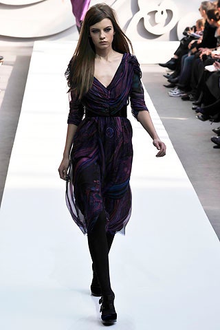 purple silk fitted midi dress