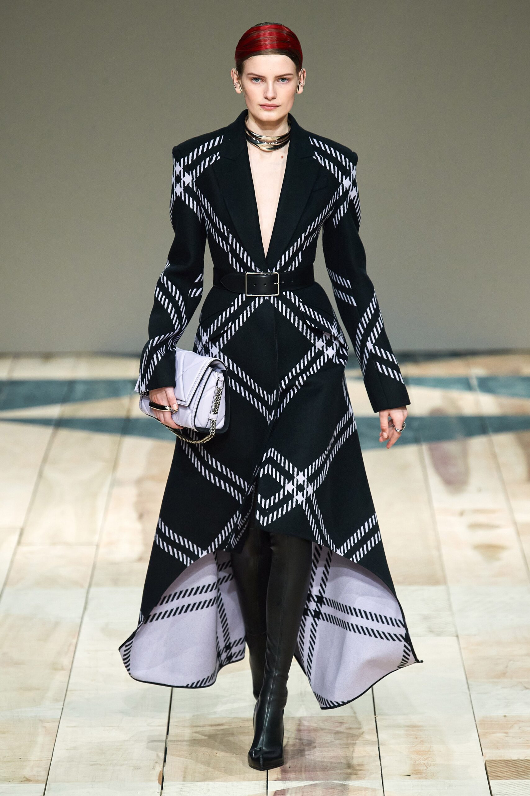 fitted black and white coat
