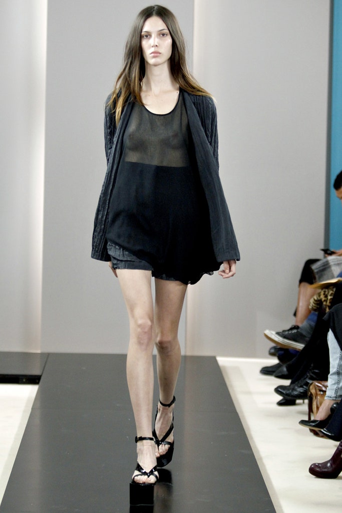 black sheer top with shorts
