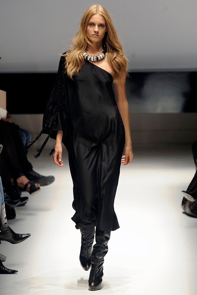 black silk asymmetric dress