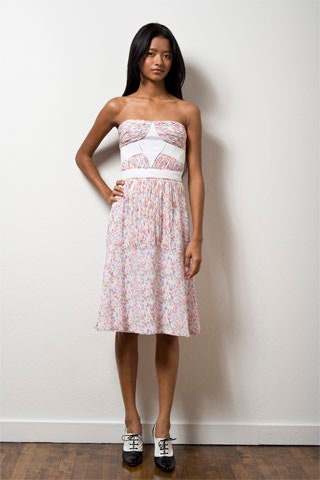 floral midi strapless dress