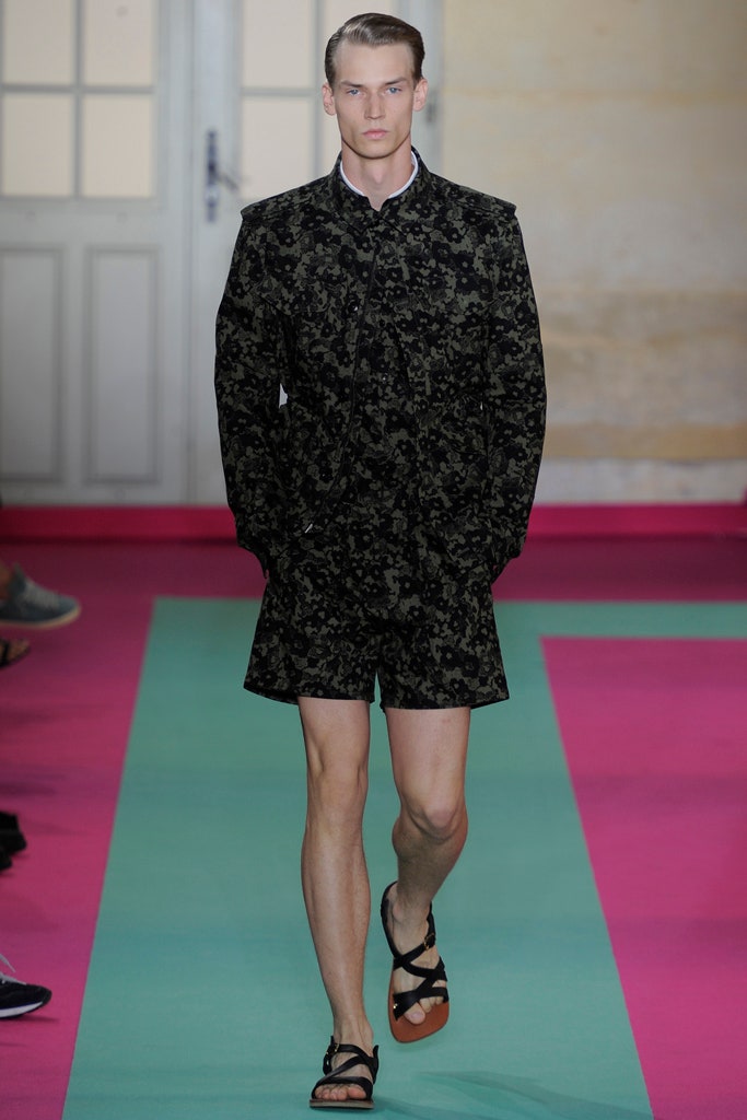 black green printed jacket and shorts