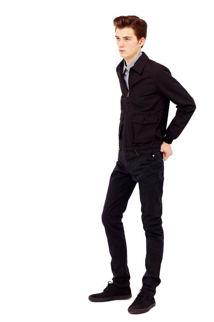 black cotton slim straight-leg pants