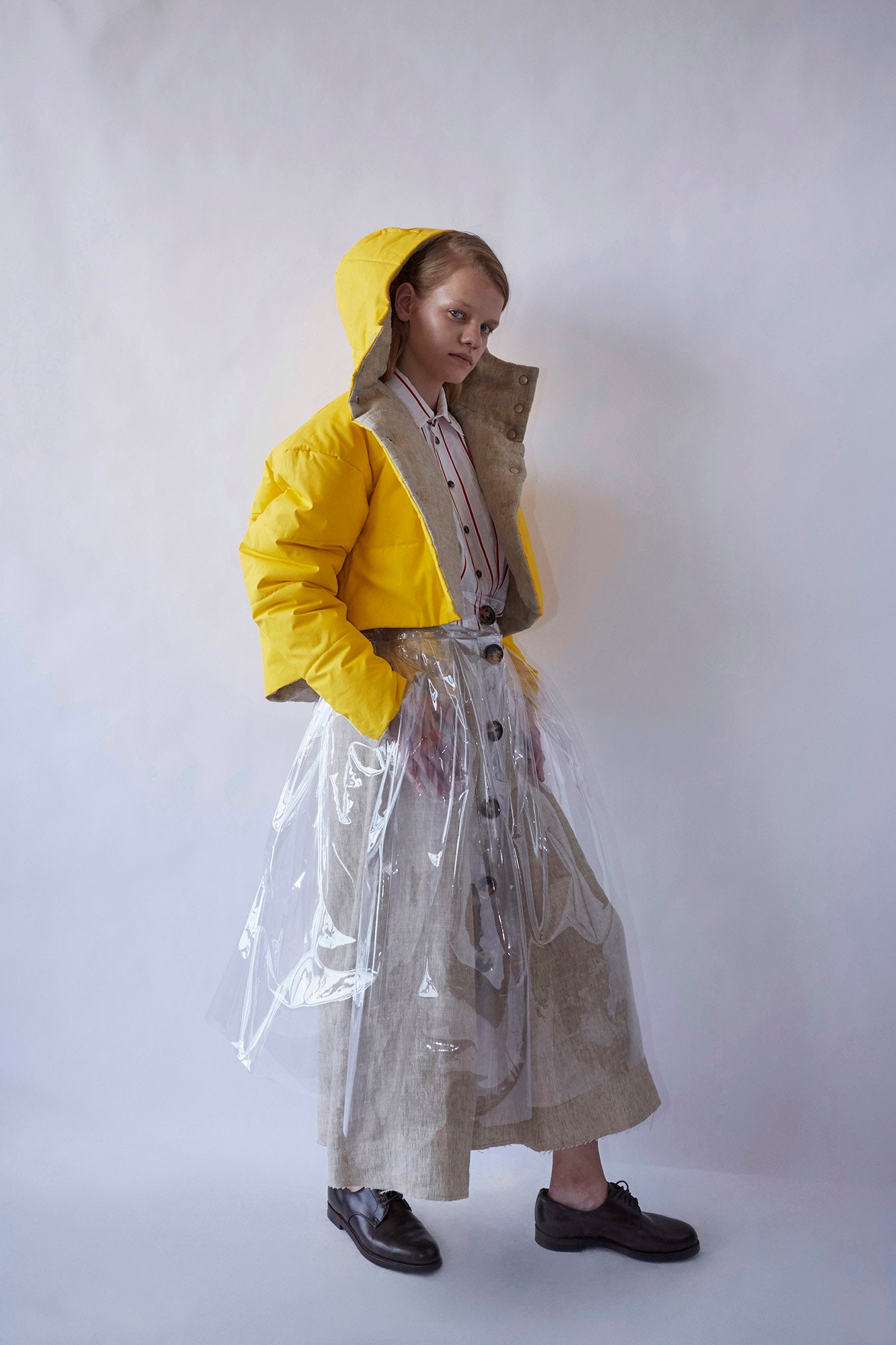 clear vinyl relaxed layered skirt