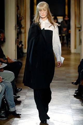 black midi dress with white shirt