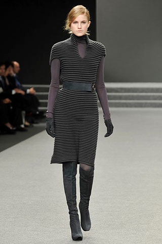 gray ribbed midi dress with gloves