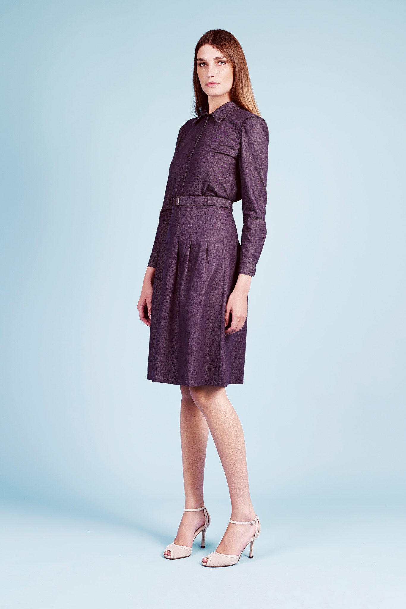 fitted purple cotton dress